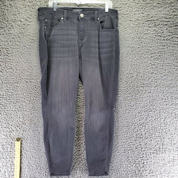 Liverpool Jean Womens 16W Washed Black Ankle Skinny - Picture 1 of 11